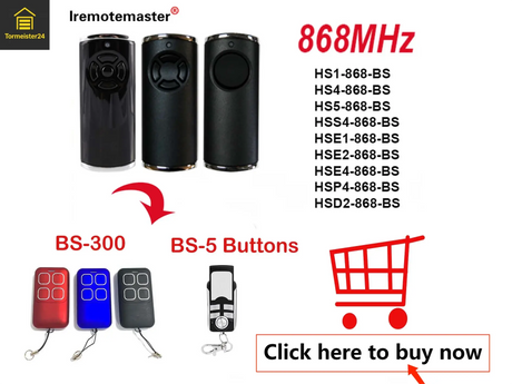 Kompakter 868 MHz Handsender für Garagentor Bisecur Garage Door Remote Control HS1 HS4 HSE2-868-BS Tormeister24