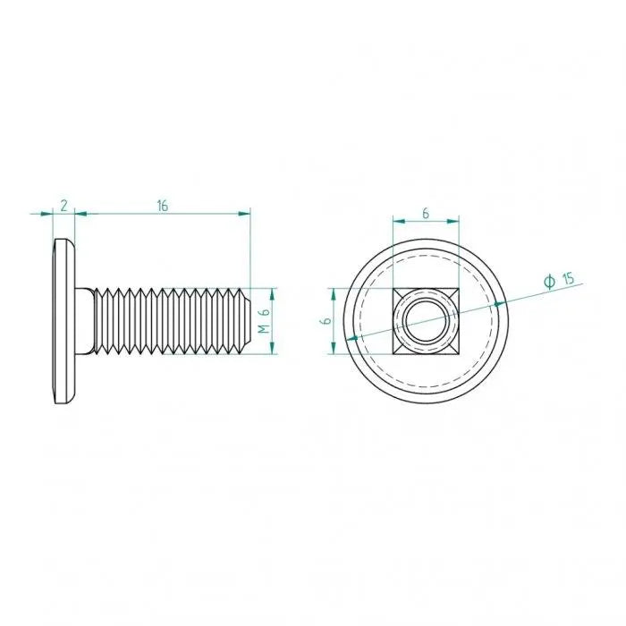 Flachkopf Schlossschraube M6 x 16 - Tormeister24Flachkopf Schlossschraube M6 x 16