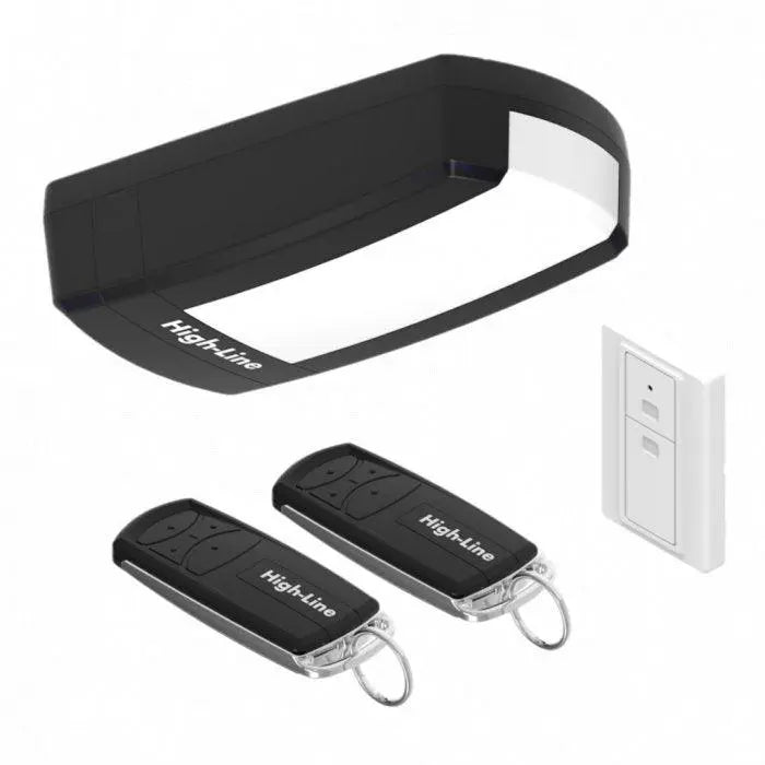 Lieferumfang Garagentor Lichtgrau: Handsender, Torantrieb, Wandschalter, Montageset und Abhängeprofil