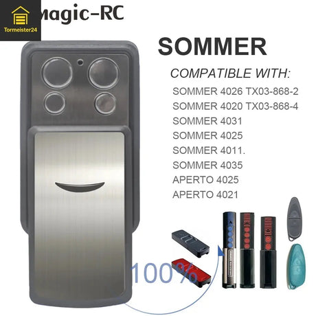 Handsender kompatibel mit SOMMER & APERTO | 868 MHz | 4-Kanal | Rolling Code Tormeister24 Handsender