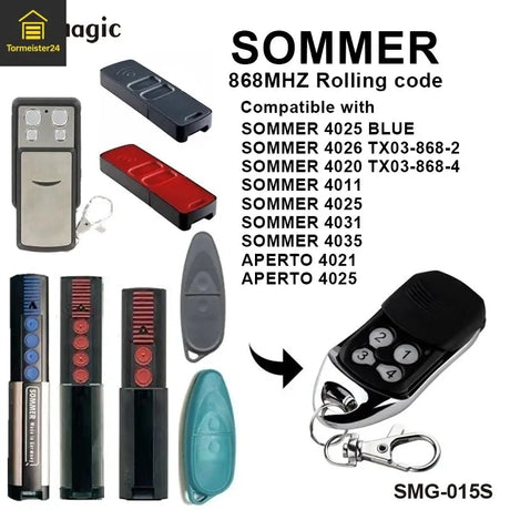 Handsender kompatibel mit SOMMER & APERTO | 868 MHz | 4-Kanal | Rolling Code Tormeister24 Handsender
