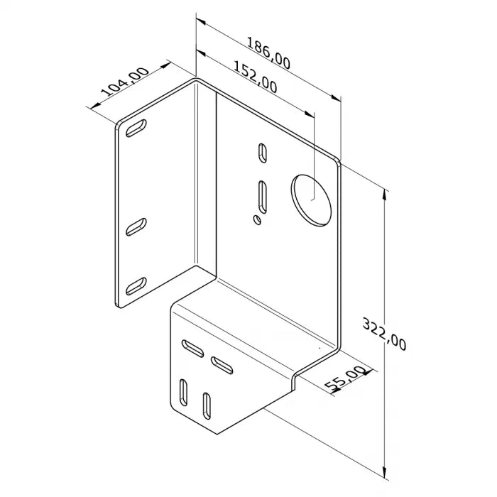 Seitenlagerkonsole 152 mm/Z55/Rechts ohne Lager Zeichnung