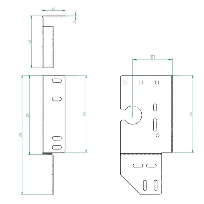 Seitenlagerkonsole offen 111 mm/Z25 Links Zeichnung
