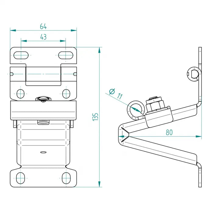 Seitenscharnier-Rollenhalter komplett für Crawford / Assa Abloy