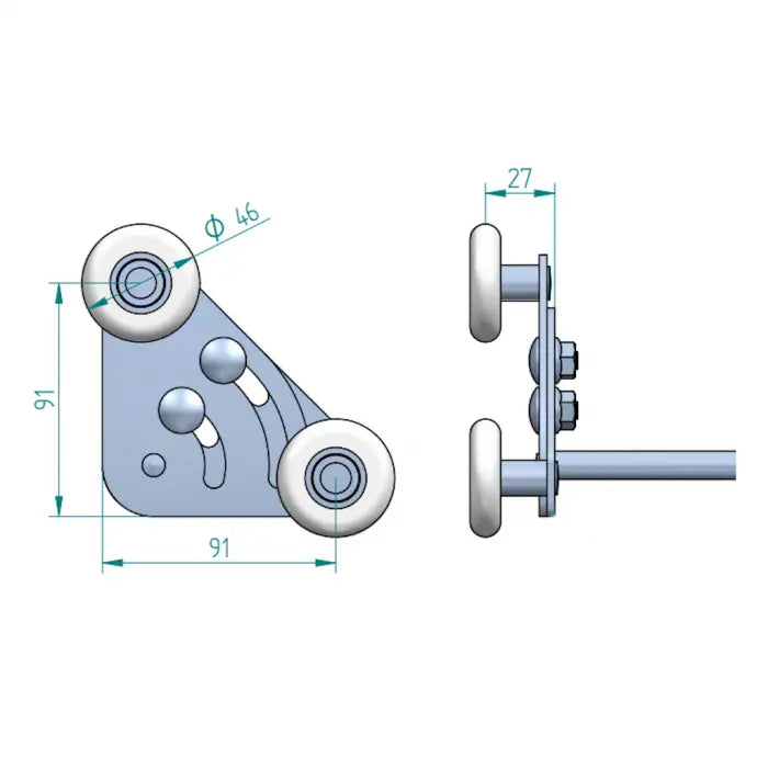 Tandem Laufrolle justierbar kurz 11 mm