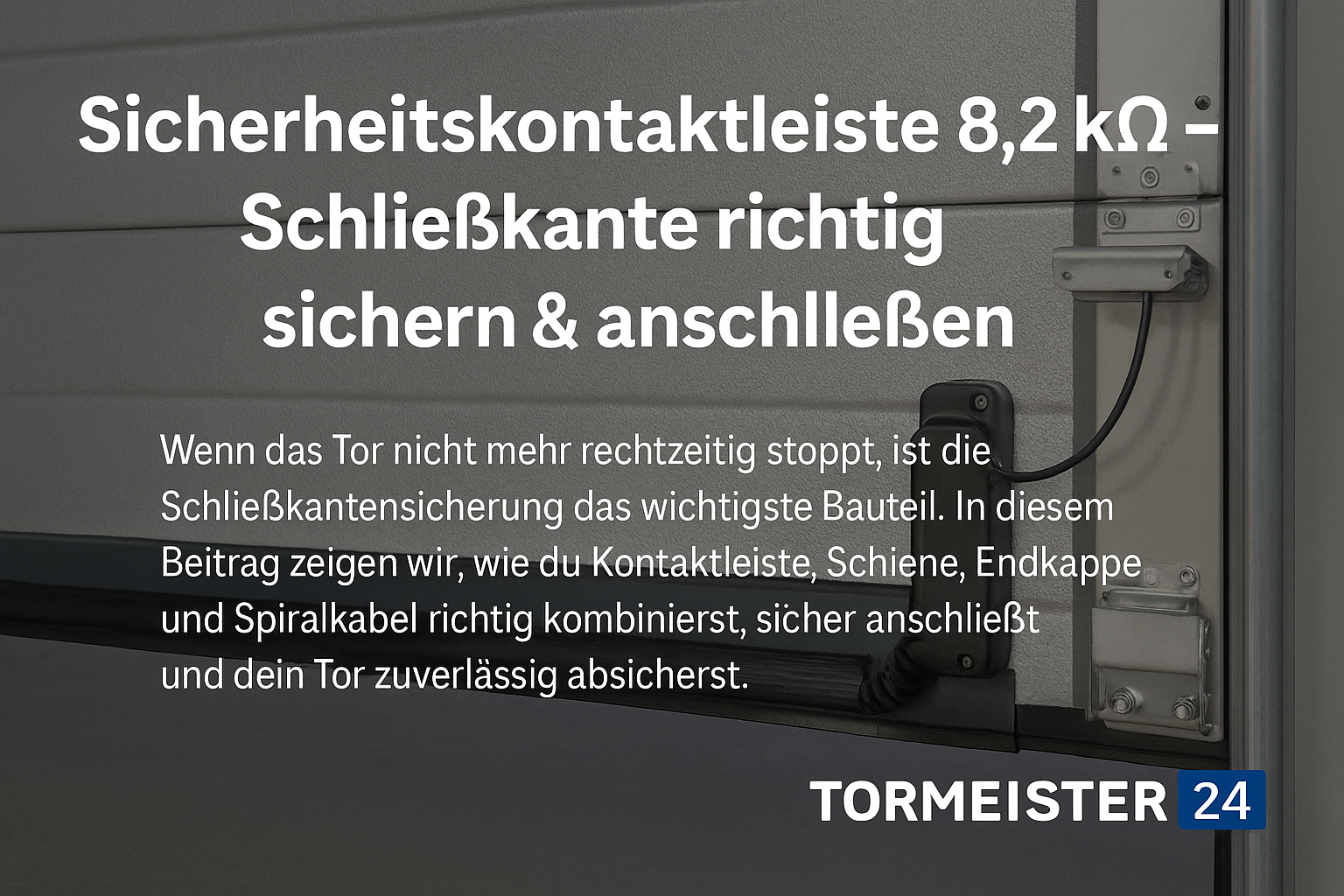 Sicherheitskontaktleiste 8,2 kΩ an Schließkante eines Sektionaltores montiert