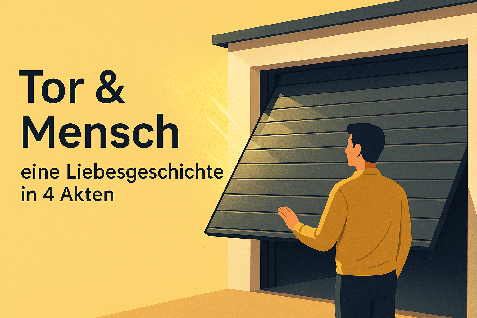 Modernes Garagentor im Herbstlicht mit glatter Oberfläche