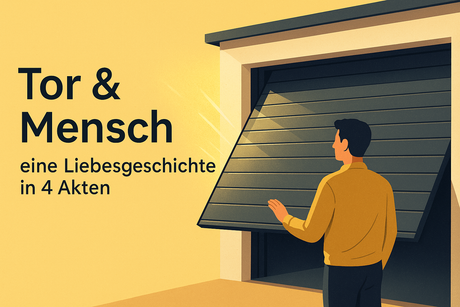 Modernes Garagentor im Herbstlicht mit glatter Oberfläche