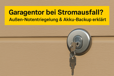 Außen‑Notentriegelungszylinder in ein Sektionaltor eingesetzt