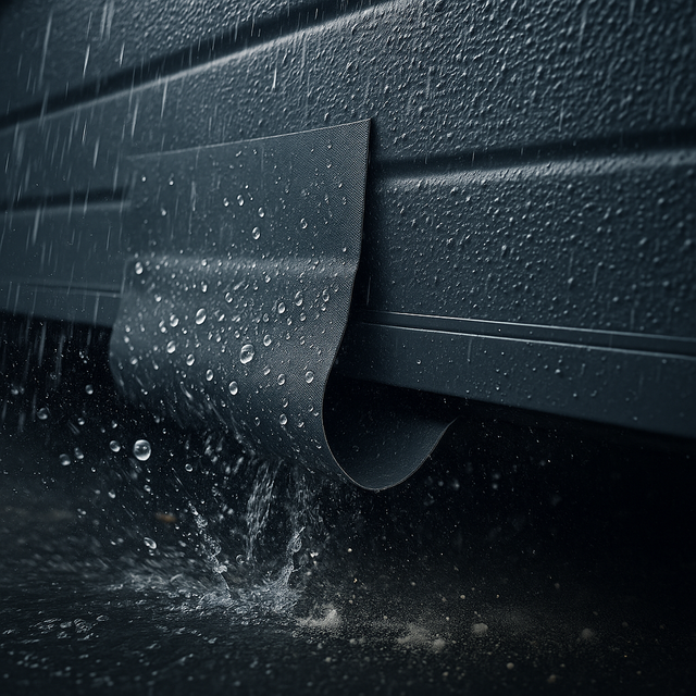 Spaltabdichtung für Sektionaltore im Regen – flexible Abdichtung gegen Wasser, Staub und Schnee von Tormeister24.