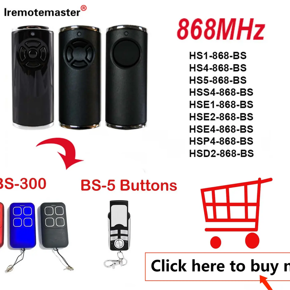 Kompakter 868 MHz Handsender für Garagentor Bisecur Garage Door Remote Control HS1 HS4 HSE2-868-BS Tormeister24