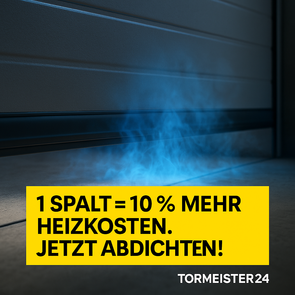 Wärmeverlust durch ungedichtetes Garagentor – Lösung mit Tormeister24 Spaltabdichtung.